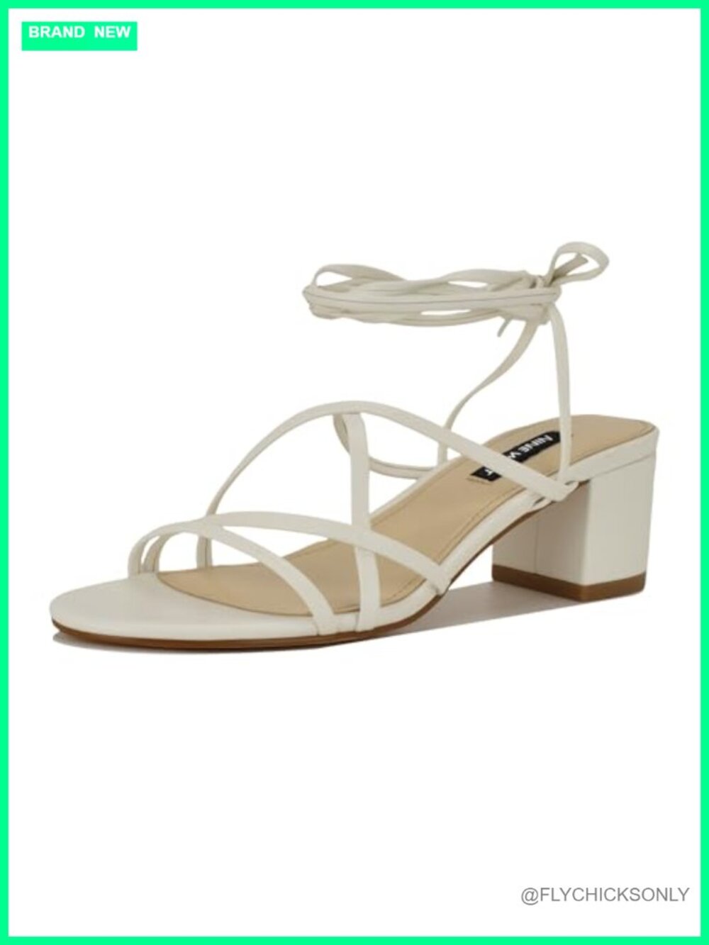 Nine West Faux Leather Strappy Block Heel Ankle Tie Dress Sandals